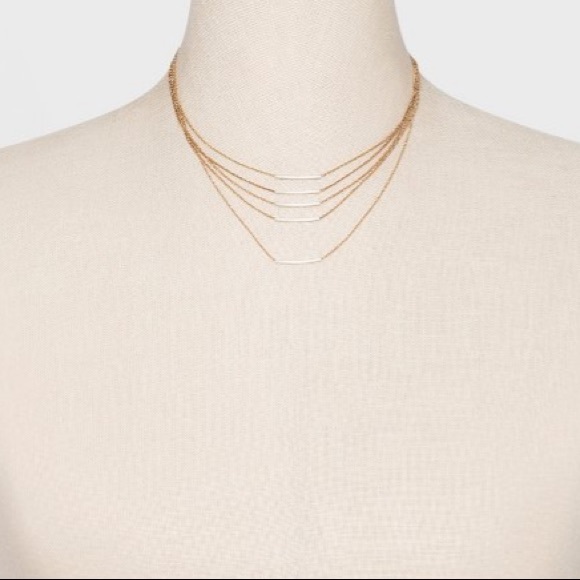 Universal Thread Layered Chain Tube Necklace Gold  Silver NWT - Picture 2 of 7